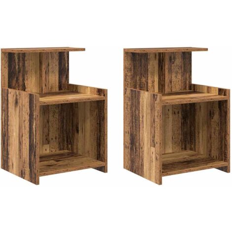 Lot de 2 Cabinet de chevet,Table de chevet,Table de nuit Bois ancien 40 x 35 x 60 cm CFW164370 (1/5)