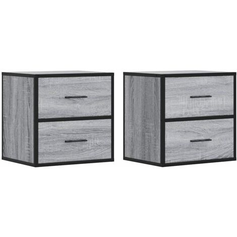 Lot de 2 Tables de chevet murales,Cabinet de chevet,Table de nuit sonoma gris 40x31x39,5 cm CFW675355 (1/5)