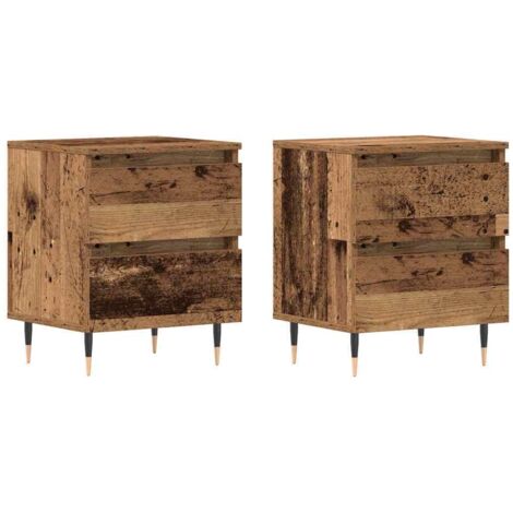 Lot de 2 Cabinet de chevet，Table de chevet，Table de nuit avec tiroir Bois ancien 40 x 35 x 50 cm CFW913516 (1/5)