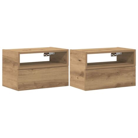 Lot de 2 Tables de chevet murales,Cabinet de chevet,Table de nuit chêne artisanal 45x26x28,5 cm CFW956802 (1/5)