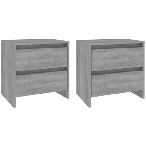 Lot de 2 Tables de chevet，Cabinet de chevet，Table de nuit sonoma gris 45x34,5x44,5 cm CFW227383 (1/5)