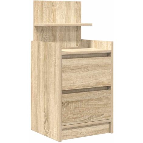 Table de chevet,Cabinet de chevet,Table de nuit avec 2 tiroirs chêne sonoma 38x34x80 cm CFW379890 (1/5)