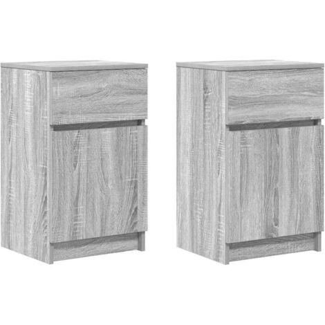 Lot de 2 Tables de chevet,Cabinet de chevet,Table de nuit sonoma gris 39x35x65cm bois d'ingénierie CFW110385 (1/5)