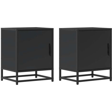 Lot de 2 Tables de chevet,Cabinet de chevet,Table de nuit noir 40x31x50 cm bois d'ingénierie métal CFW521063 (1/5)