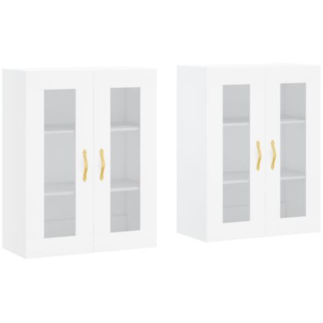 2 pcs Buffet,Bahut, Armoires murales blanc bois d'ingénierie CFW19797 (1/5)