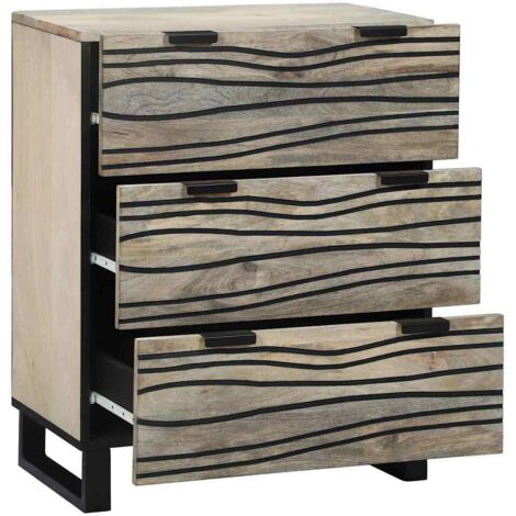 Buffet,Bahut,Meuble de Rangement Blanc 60 x 33.5 x 75 cm Bois de manguier massif CFW30579 (1/5)