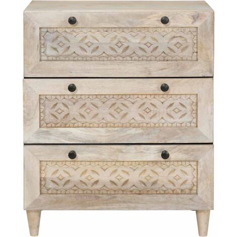 Buffet,Bahut,Meuble de Rangement Blanc 60 x 33 x 75 cm bois de manguier massif CFW56209 (1/5)