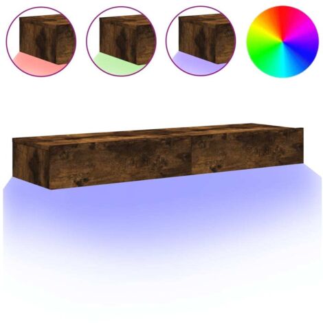 Meubles TV avec lumières LED 2 pcs,Banc TV,Armoire TV chêne fumé 60x35x15,5 cm CFW698043 (1/5)