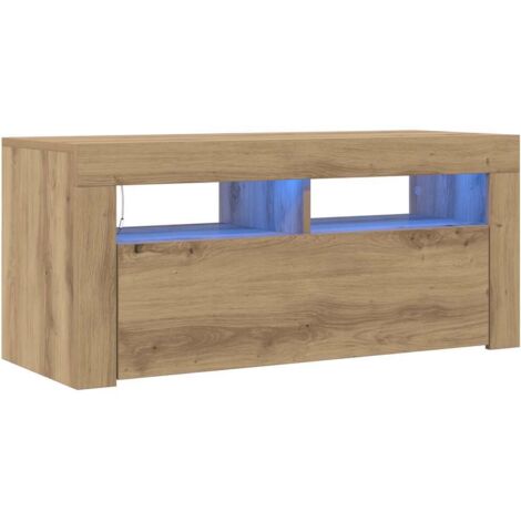 Meuble TV,Banc TV,Armoire TV avec lumières LED chêne artisanal bois d'ingénierie CFW360606 (1/5)