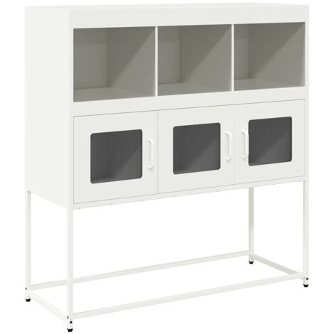 Buffet,Bahut,Meuble de Rangement blanc 100,5x39x107 cm acier laminé à froid CFW36047 (1/5)