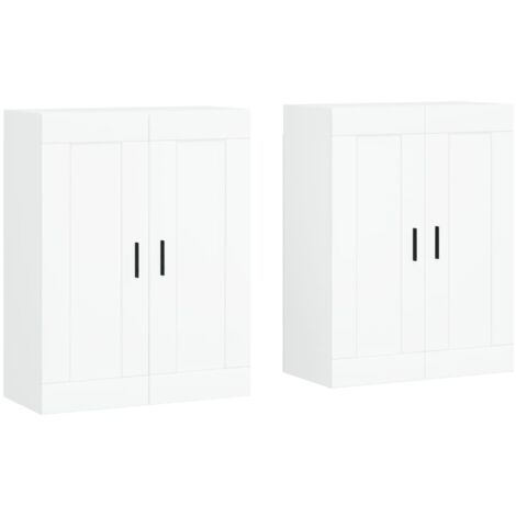 2 pcs Buffet,Bahut, Armoires murales blanc bois d'ingénierie CFW96735 (1/5)