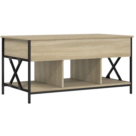 Table basse,Table d'appoint,Table de Salon chêne sonoma 100x55x50cm bois d'ingénierie et métal CFW97503 (1/5)