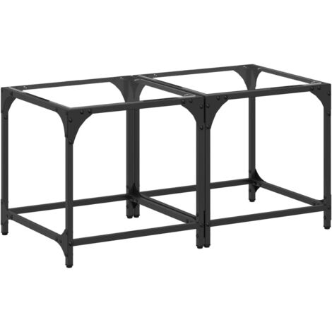 2 pcs Tables basses,Table d'appoint,Table de Salon avec dessus en verre transparent acier CFW65205 (1/5)