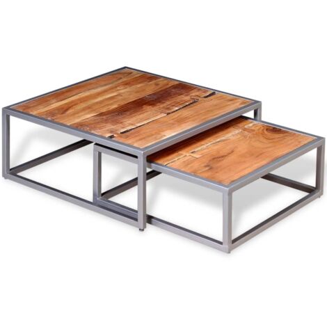 Ensemble de table basse,Table d'appoint,Table de Salon 2 pièces Bois d'acacia massif CFW54087 (1/5)