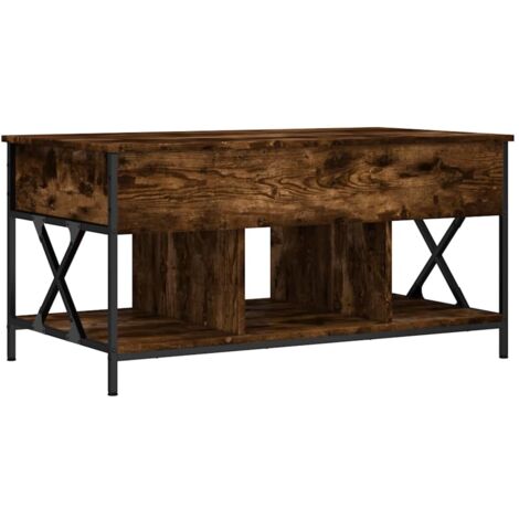 Table basse,Table d'appoint,Table de Salon chêne fumé 100x55x50 cm bois d'ingénierie et métal CFW80835 (1/5)