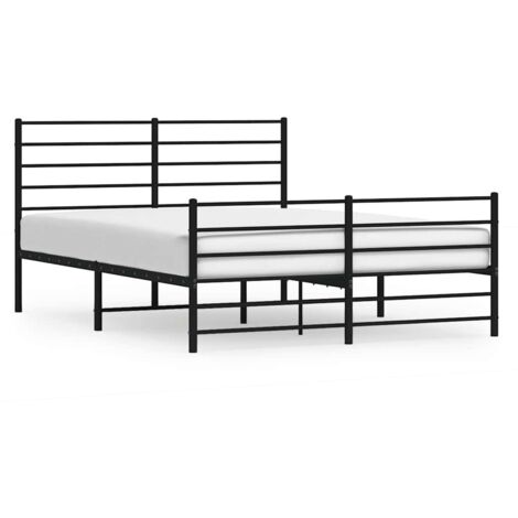 Lit double,Lit adulte,Cadre de lit métal sans matelas avec pied de lit noir 135x190cm CFW2127879 (1/5)