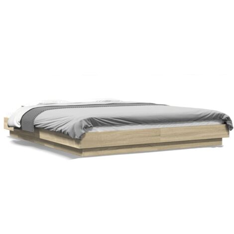 Lit double,Lit adulte,Cadre de lit avec lumières LED sans matelas 150x200 cm CFW4913155 (1/5)