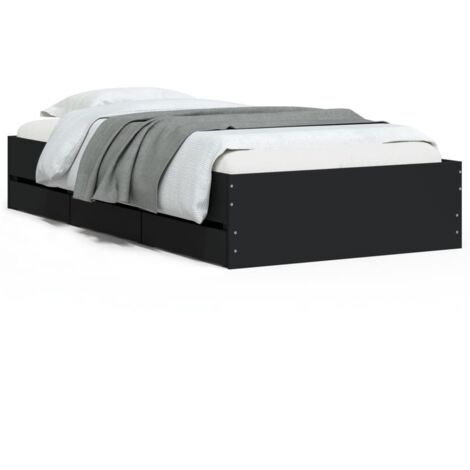 Lit simple,Lit adulte,Cadre de lit avec tiroirs sans matelas noir 90x190 cm CFW6016337 (1/5)