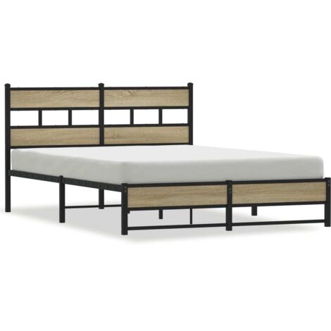 Lit double,Lit adulte,Cadre de lit en métal sans matelas chêne sonoma 160x200 cm CFW8850342 (1/5)