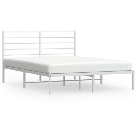 Lit double,Lit adulte,Cadre de lit métal sans matelas et tête de lit blanc 135x190 cm CFW9257681 (1/5)