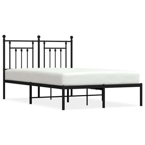 Lit double,Lit adulte,Cadre de lit métal sans matelas avec tête de lit noir 135x190cm CFW2371779 (1/5)