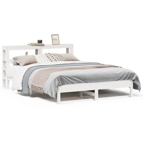 Lit double,Lit adulte,Cadre de lit sans matelas blanc 150x200 cm bois de pin massif CFW4134744 (1/5)