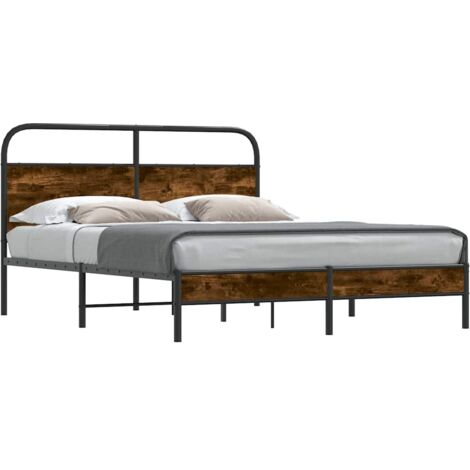 Lit double,Lit adulte,Cadre de lit sans matelas 150x200 cm chêne fumé bois ingénierie CFW2774151 (1/5)