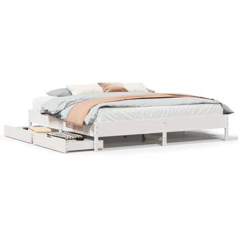 Lit double,Lit adulte,Cadre de lit sans matelas blanc 180x200 cm bois massif de pin CFW2923161 (1/5)
