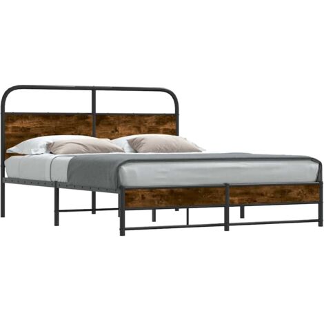 Lit double,Lit adulte,Cadre de lit sans matelas 150x200 cm chêne fumé bois ingénierie CFW7216972 (1/5)