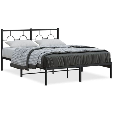 Lit double,Lit adulte,Cadre de lit métal sans matelas avec tête de lit noir 135x190cm CFW1523252 (1/5)