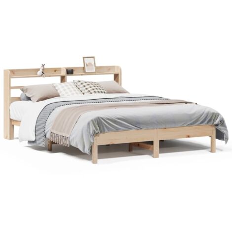 Lit double,Lit adulte,Cadre de lit sans matelas 150x200 cm bois de pin massif CFW2817037 (1/5)
