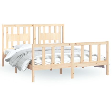 Lit double,Lit adulte,Cadre de lit sans matelas bois massif de pin 160x200 cm CFW3889127 (1/5)