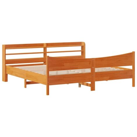 Lit double,Lit adulte,Cadre de lit et tête de lit cire marron 180x200 cm bois de pin CFW3881592 (1/5)