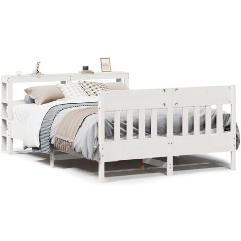 Lit double,Lit adulte,Cadre de lit sans matelas blanc 120x200 cm bois de pin massif CFW6682389 (1/5)