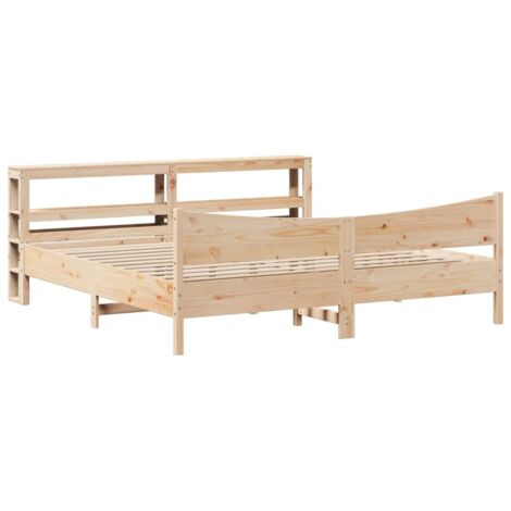 Lit double,Lit adulte,Cadre de lit avec tête de lit 180x200 cm bois de pin massif CFW6677245 (1/5)