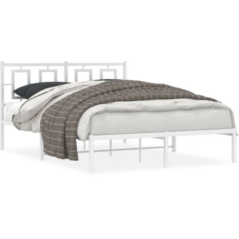 Lit double,Lit adulte,Cadre de lit métal sans matelas et tête de lit blanc 135x190 cm CFW6589113 (1/5)