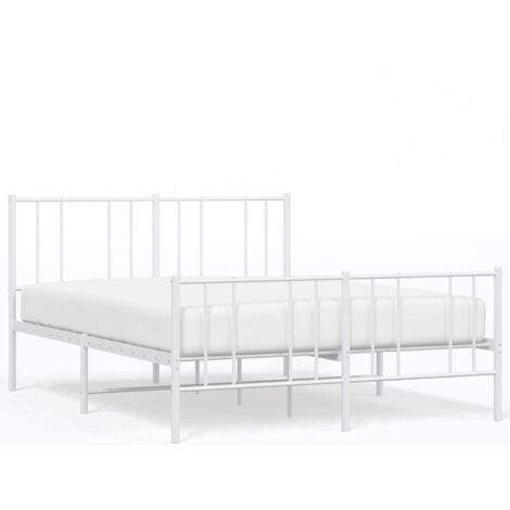 Lit double,Lit adulte,Cadre de lit métal sans matelas et pied de lit blanc 135x190 cm CFW4109909 (1/5)