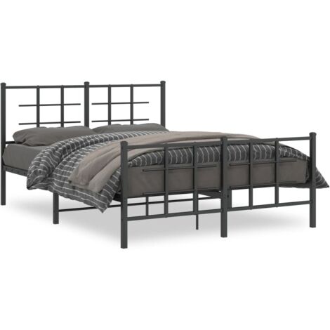 Lit double,Lit adulte,Cadre de lit métal sans matelas avec pied de lit noir 135x190cm CFW3278941 (1/5)