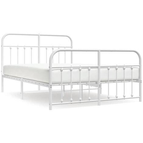 Lit double,Lit adulte,Cadre de lit métal sans matelas et pied de lit blanc 135x190 cm CFW6923482 (1/5)