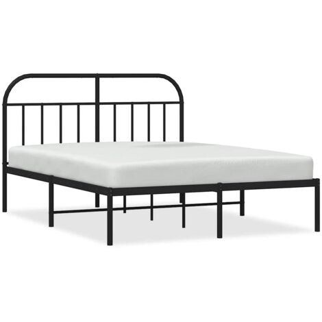 Lit double,Lit adulte,Cadre de lit métal sans matelas avec tête de lit noir 135x190cm CFW5553311 (1/5)