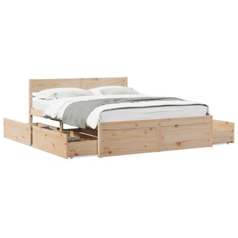 Lit double,Lit adulte,Cadre de lit sans matelas 150x200 cm bois de pin massif CFW7818916 (1/5)