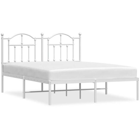 Lit double,Lit adulte,Cadre de lit métal sans matelas et tête de lit blanc 135x190 cm CFW9765946 (1/5)