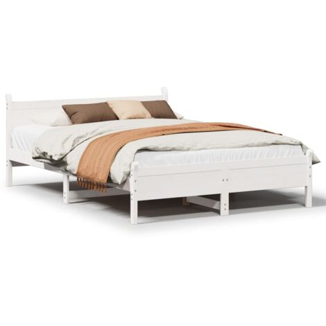 Lit double,Lit adulte,Cadre de lit sans matelas blanc 140x190 cm bois de pin massif CFW3972659 (1/5)