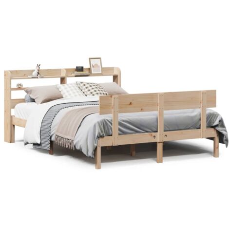 Lit double,Lit adulte,Cadre de lit sans matelas 150x200 cm bois de pin massif CFW8939928 (1/5)