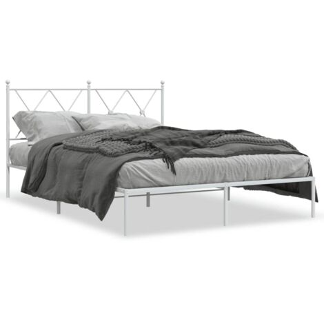 Lit double,Lit adulte,Cadre de lit métal sans matelas et tête de lit blanc 135x190 cm CFW7864053 (1/5)