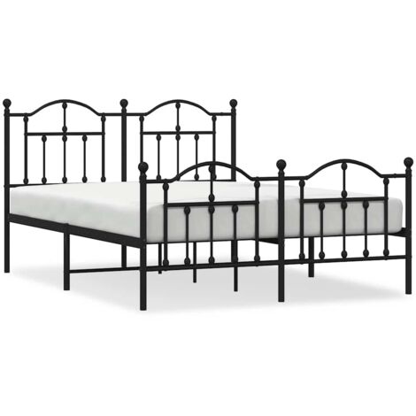 Lit double,Lit adulte,Cadre de lit métal sans matelas avec pied de lit noir 135x190cm CFW4847780 (1/5)
