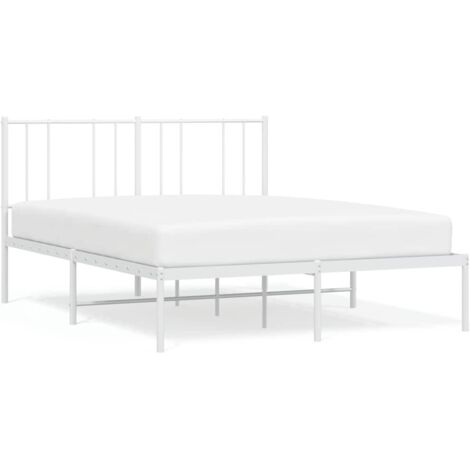 Lit double,Lit adulte,Cadre de lit métal sans matelas et tête de lit blanc 135x190 cm CFW9710796 (1/5)