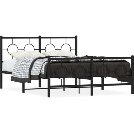 Lit double,Lit adulte,Cadre de lit métal sans matelas avec pied de lit noir 135x190cm CFW8222828 (1/5)