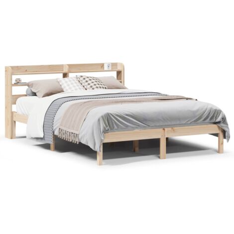 Lit double,Lit adulte,Cadre de lit sans matelas 135x190 cm bois de pin massif CFW9109825 (1/5)