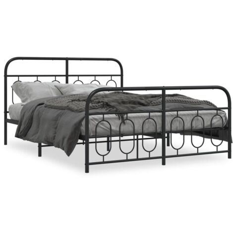 Lit double,Lit adulte,Cadre de lit métal sans matelas avec pied de lit noir 135x190cm CFW1024187 (1/5)